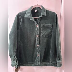 Dark Green Corduroy Button Down Oversized Shirt